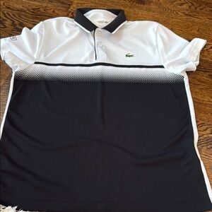 Lacoste White and Black Sporty Polo Shirt